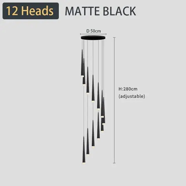 Black LED Ceiling Chandelier 19-Light