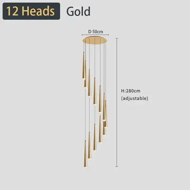 Black LED Ceiling Chandelier 19-Light