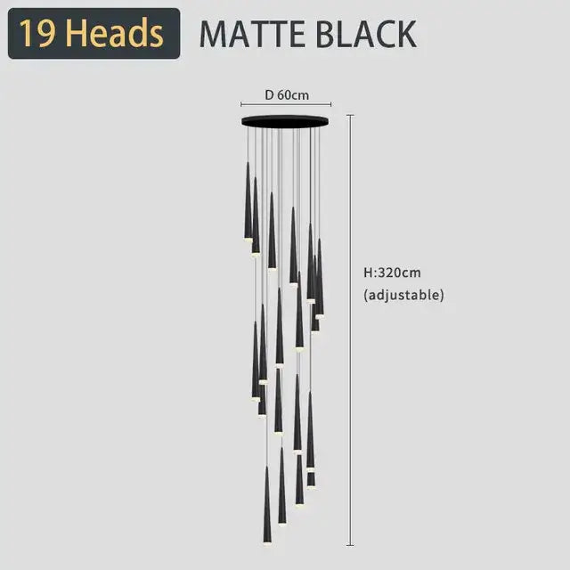 Black LED Ceiling Chandelier 19-Light