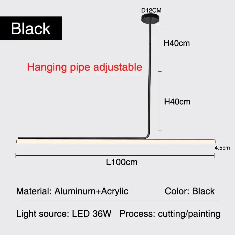 Black LED Pendant Chandelier 120cm Remote