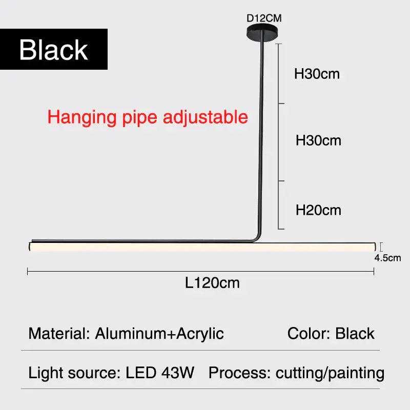 Black LED Pendant Chandelier 120cm Remote