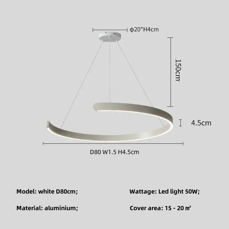 Black LED Chandelier Pendant 80cm Foyer