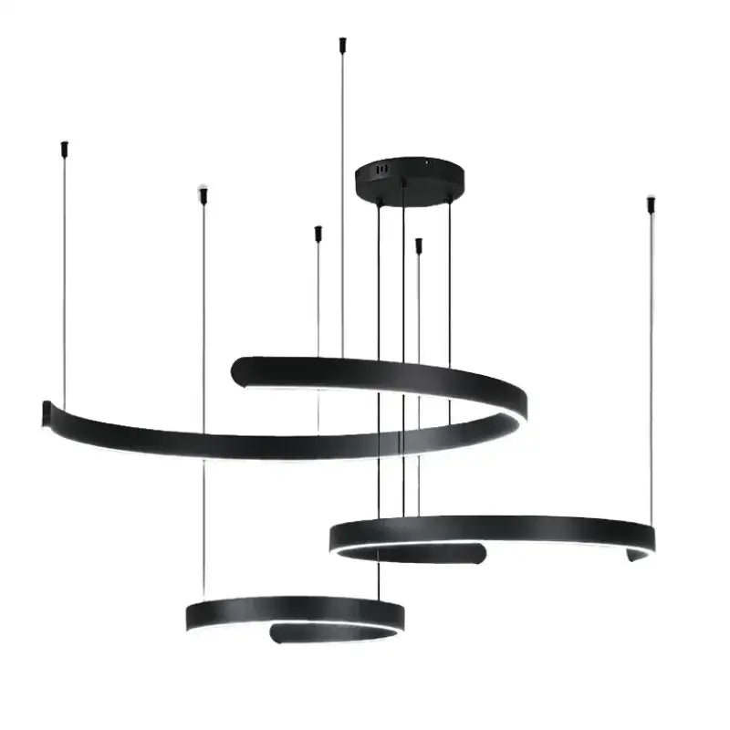 Black LED Chandelier Pendant 80cm Foyer