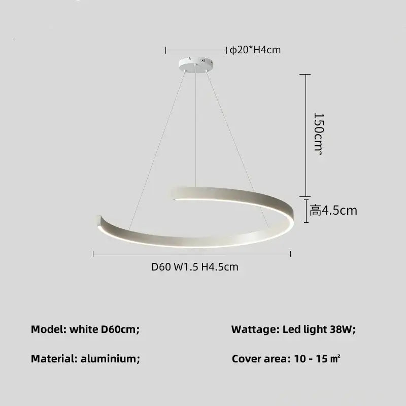 Black LED Chandelier Pendant 80cm Foyer