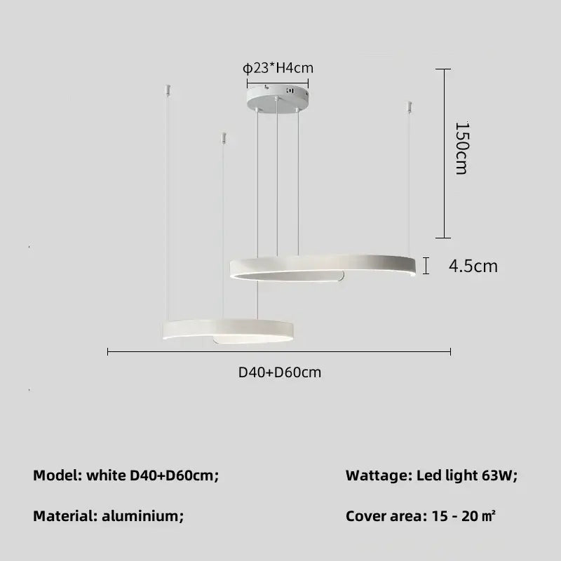 Black LED Chandelier Pendant 80cm Foyer