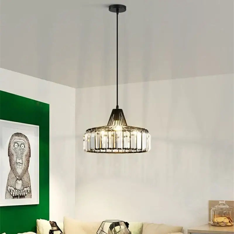 Black Gold Crystal Pendant Chandelier 35cm