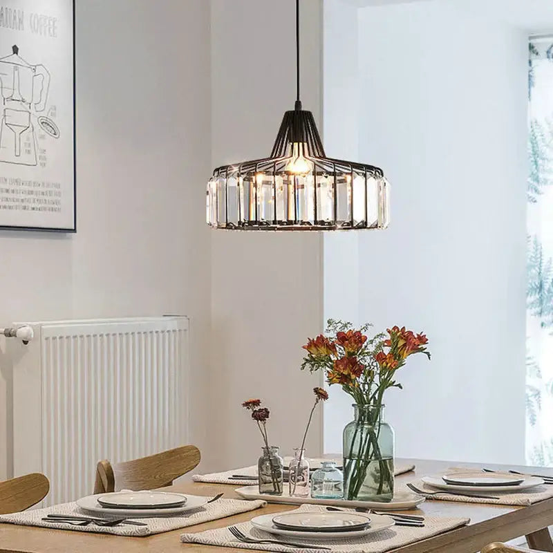 Black Gold Crystal Pendant Chandelier 35cm