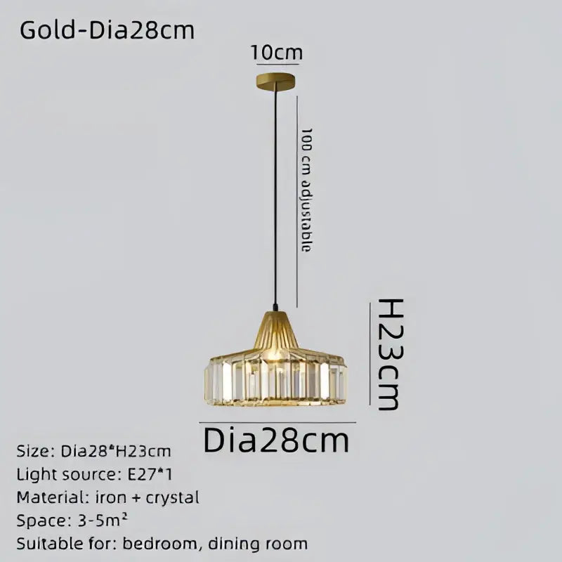 Black Gold Crystal Pendant Chandelier 35cm