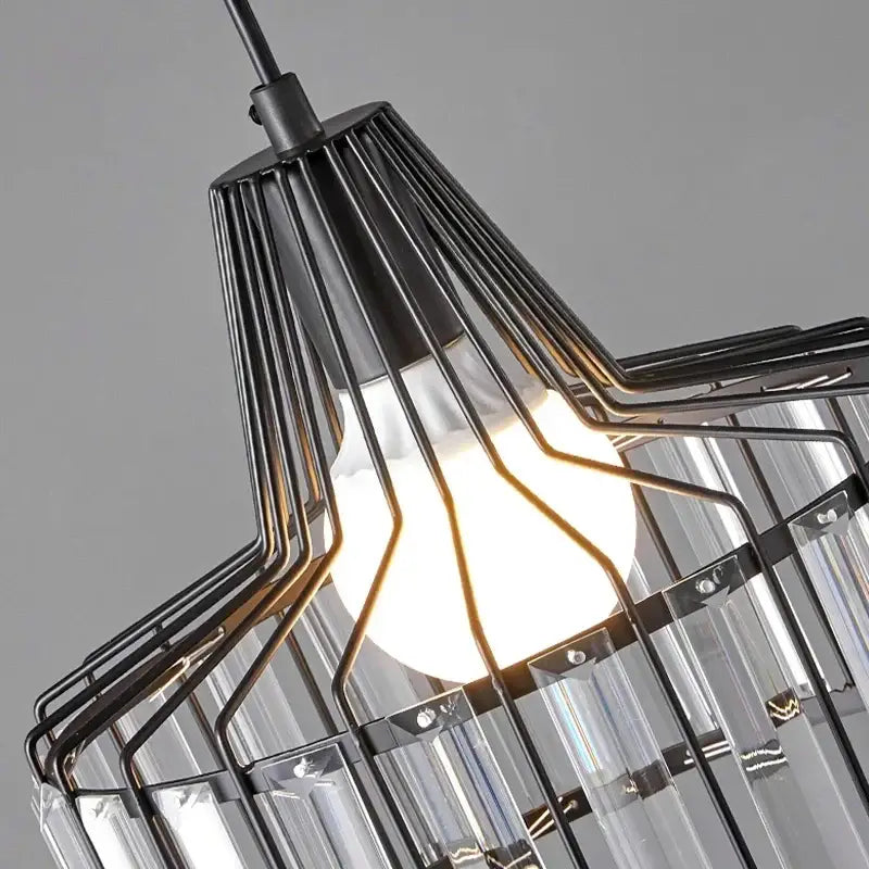 Black Gold Crystal Pendant Chandelier 35cm