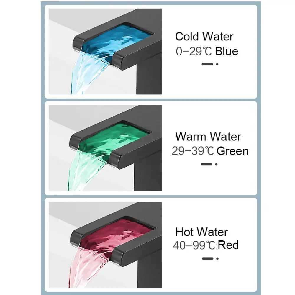 Black LED Waterfall Bathroom Faucet