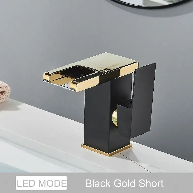Black LED Waterfall Bathroom Faucet