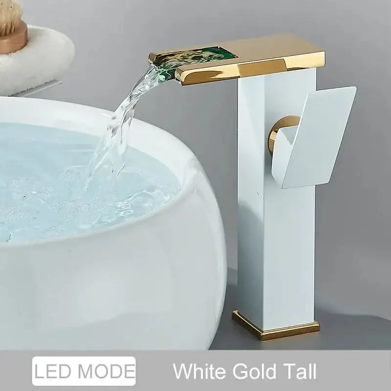 Black LED Waterfall Bathroom Faucet