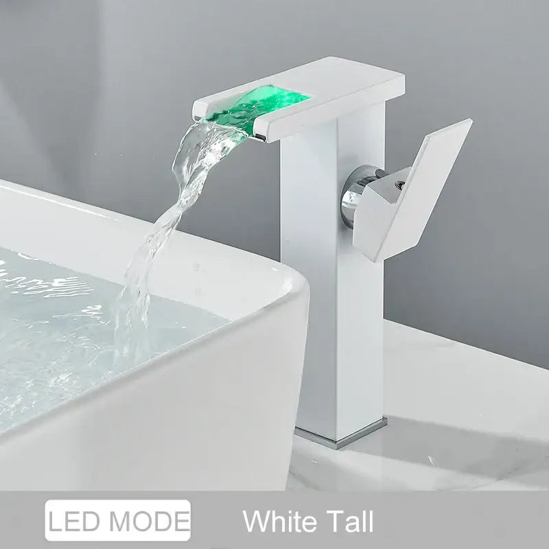 Black LED Waterfall Bathroom Faucet