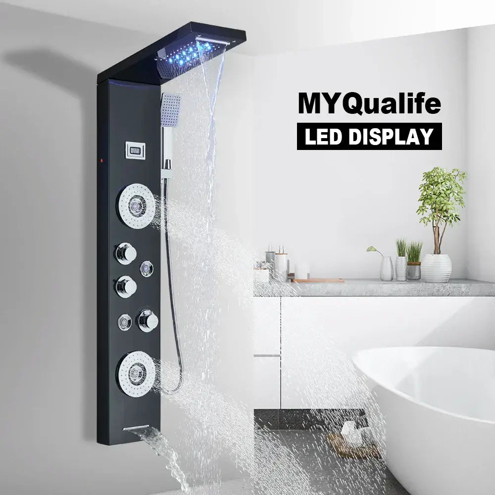 Black Ambient LED Shower Panel
