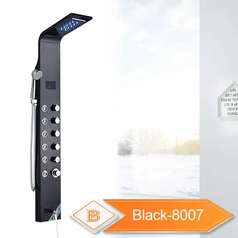 Black LED Shower Panel with Bidet Tap