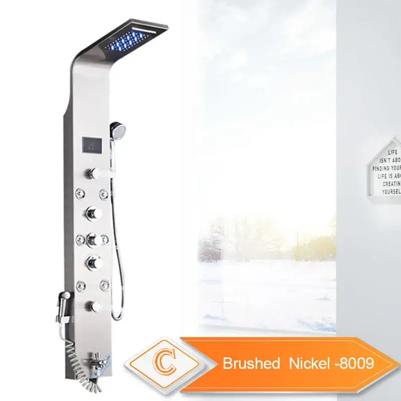 Black LED Shower Panel with Bidet Tap