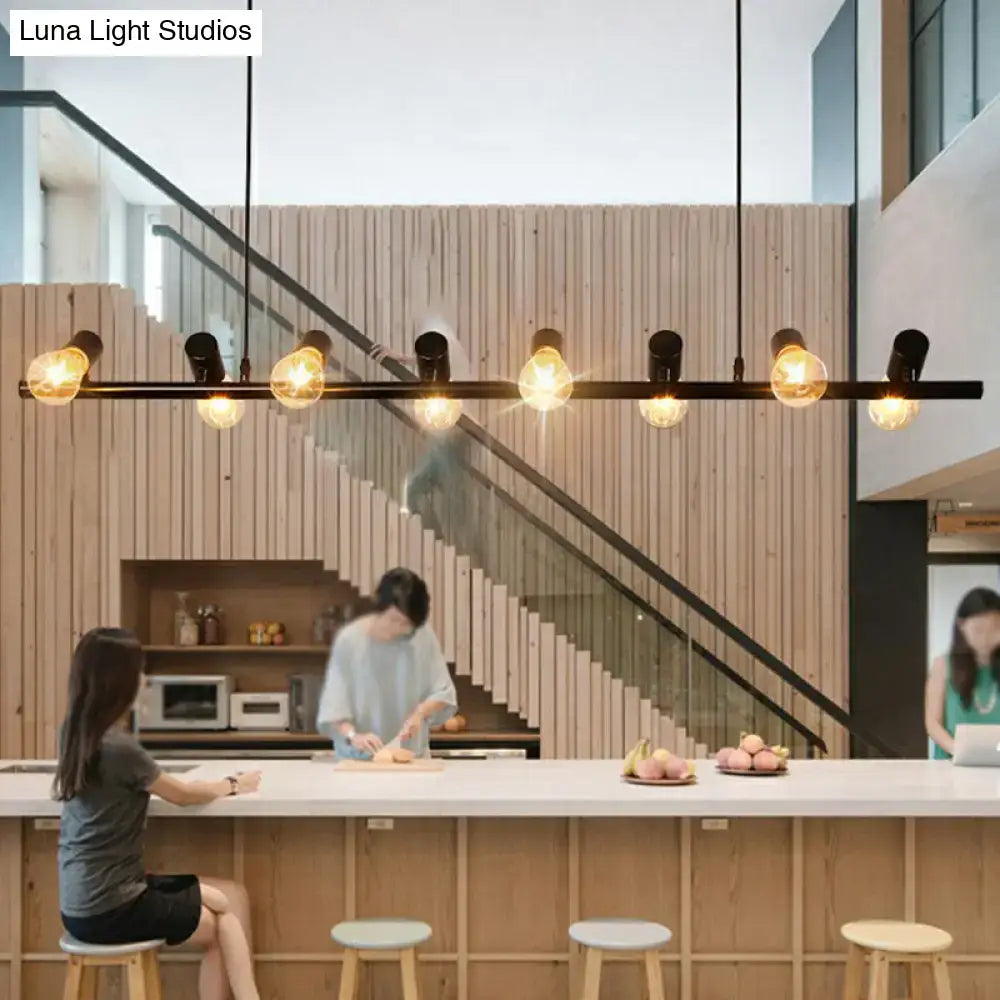 Black Linear Island Pendant Ten-Light