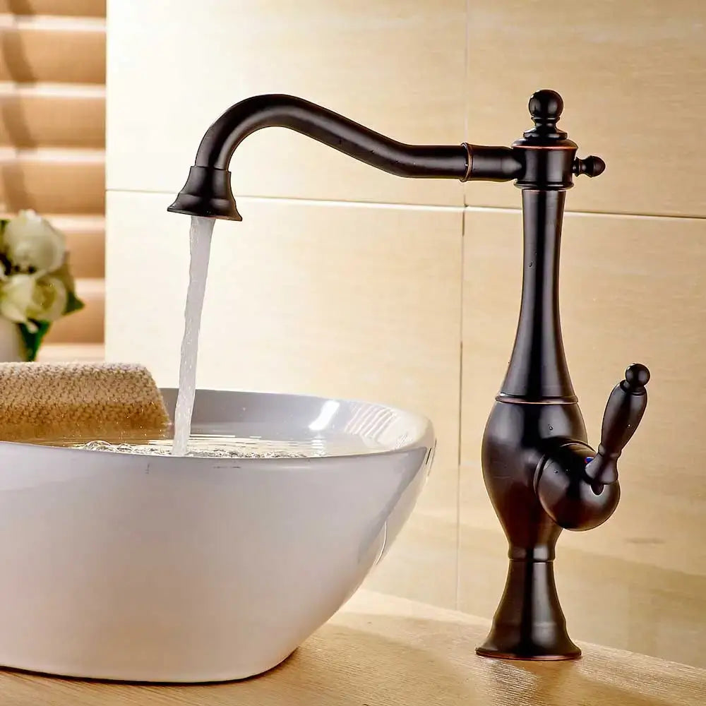 Black Long Neck Kitchen Faucet