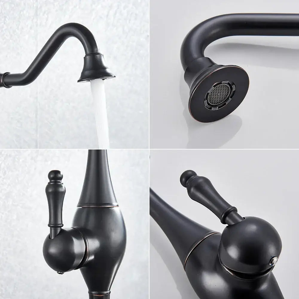 Black Long Neck Kitchen Faucet