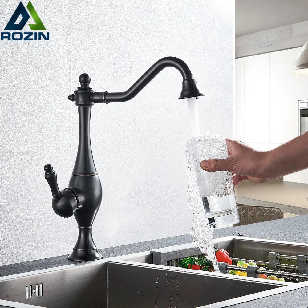 Black Long Neck Kitchen Faucet