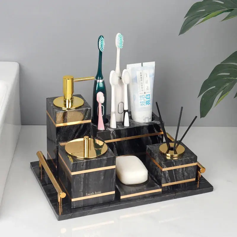 Black Marble Bathroom Set