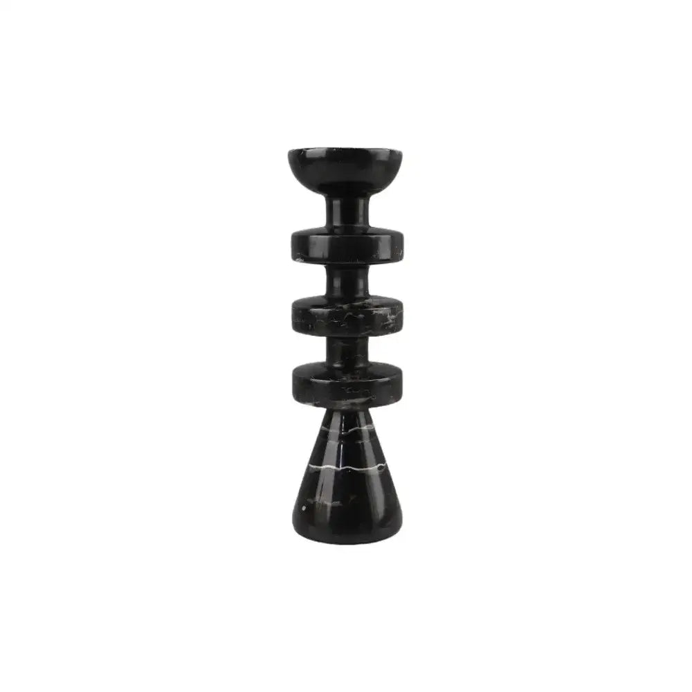 Black Marble Candle Holder 30cm Resin
