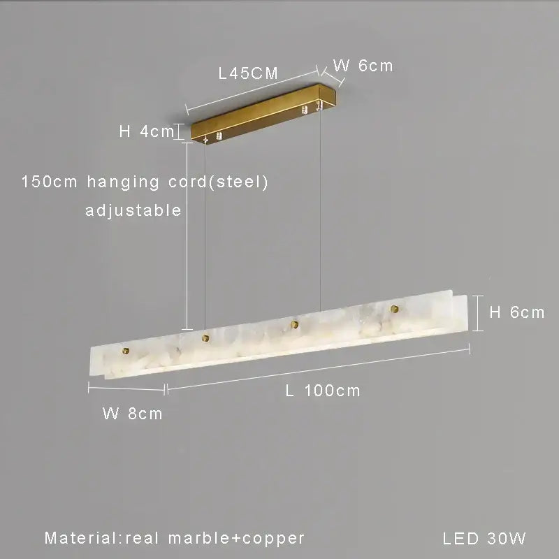 Black Marble Pendant Light 150cm Copper