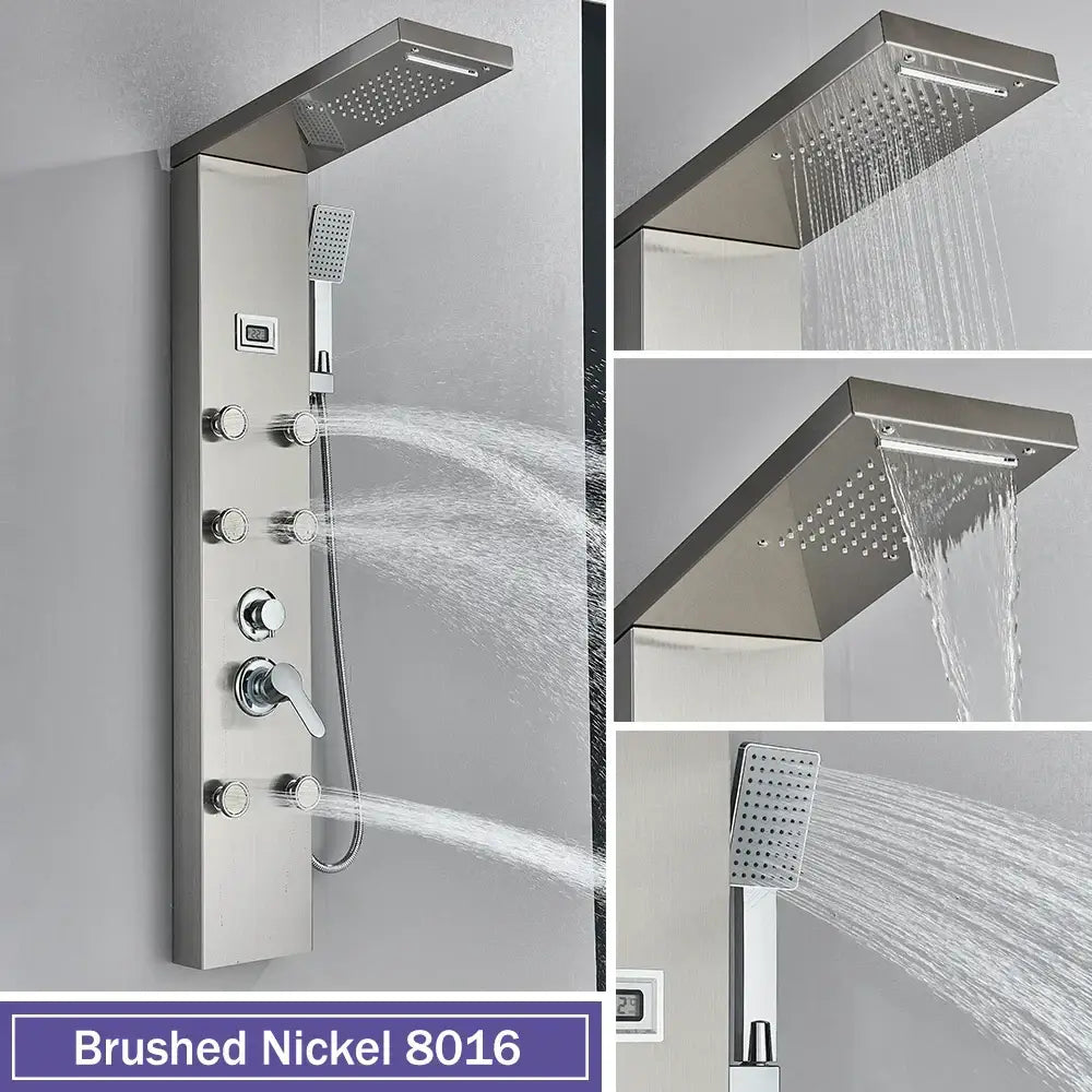 Black Stainless Shower Panel Rainfall Massage