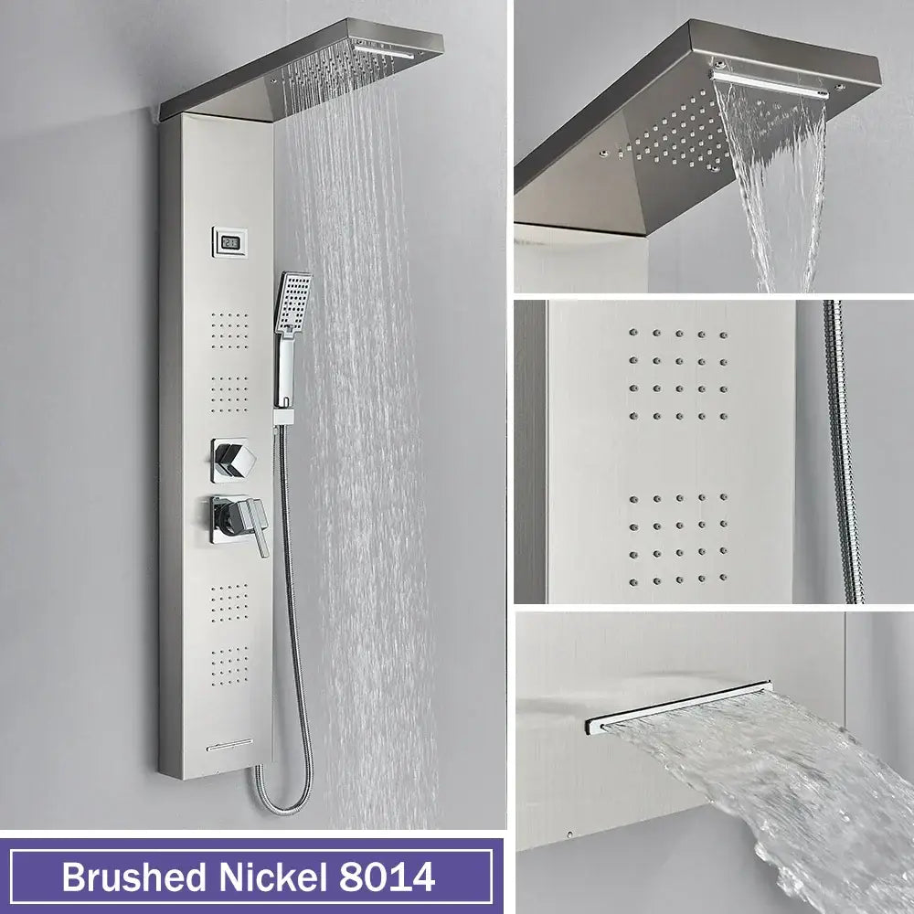 Black Stainless Shower Panel Rainfall Massage