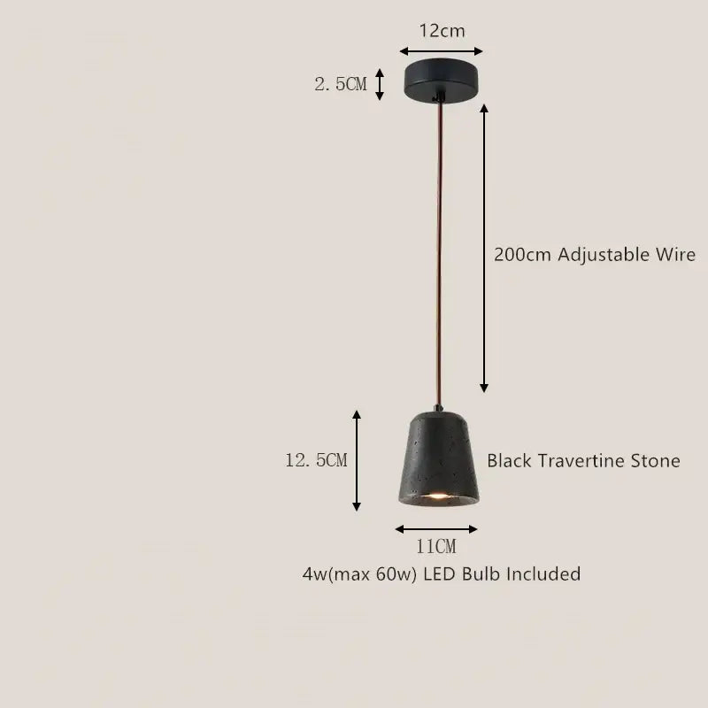 Black Travertine Pendant Lamp