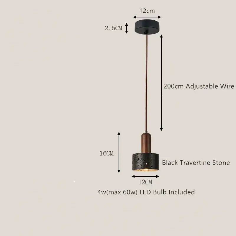 Black Travertine Pendant Lamp