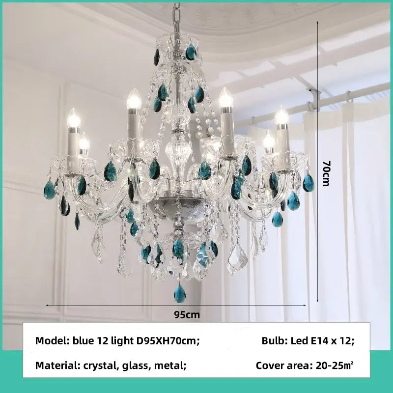 Teal Crystal Pendant Light