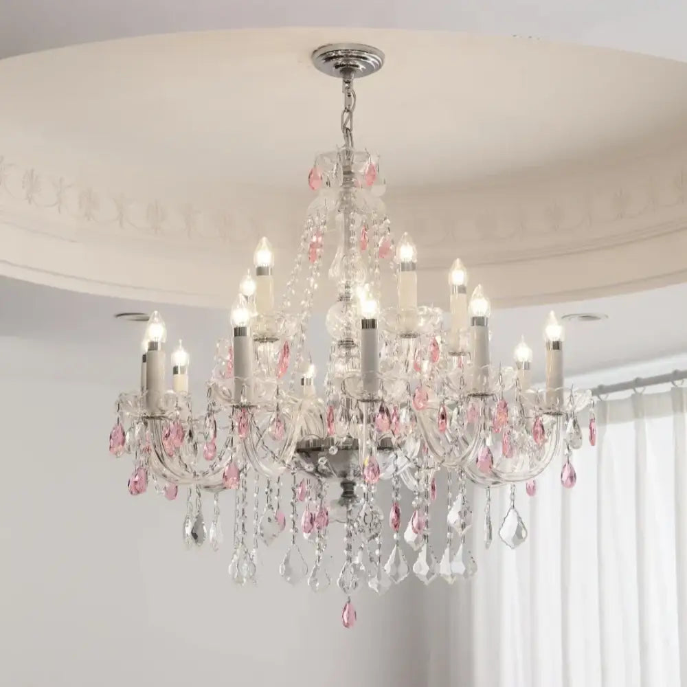 Teal Crystal Pendant Light