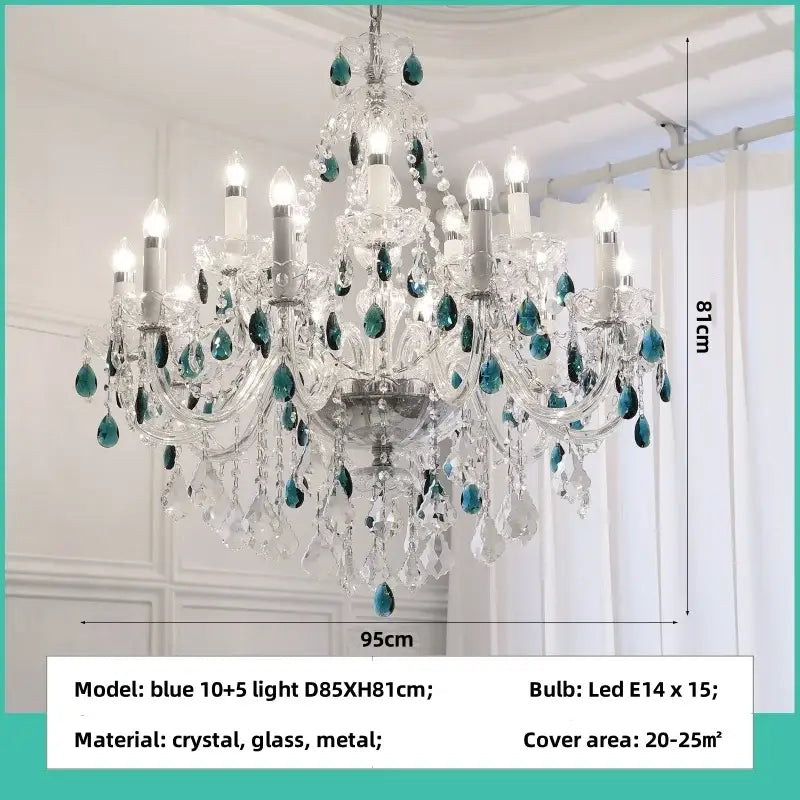 Teal Crystal Pendant Light