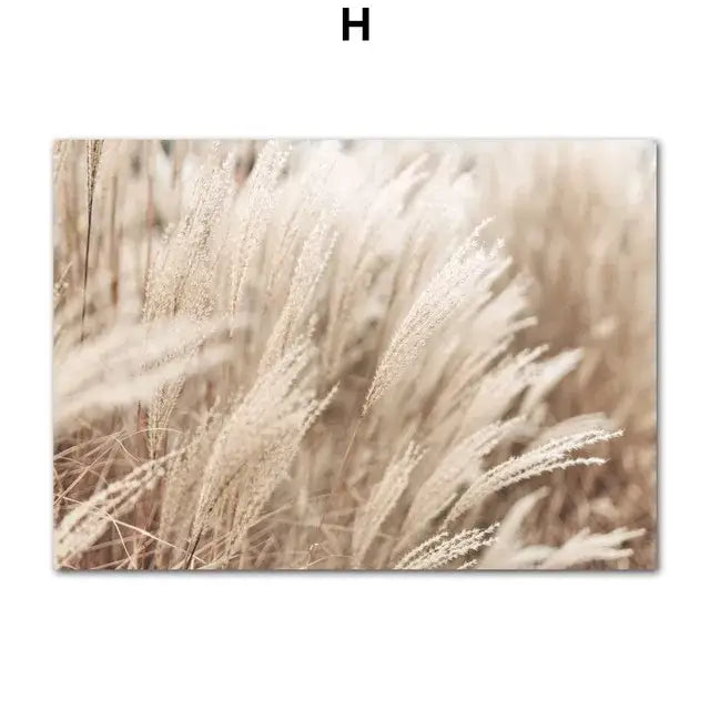 Beige Grass Scenery Art