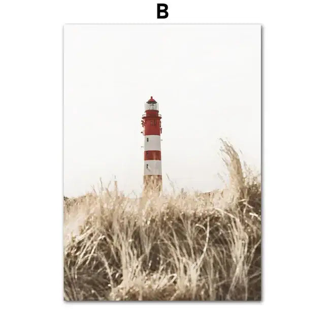 Beige Grass Scenery Art