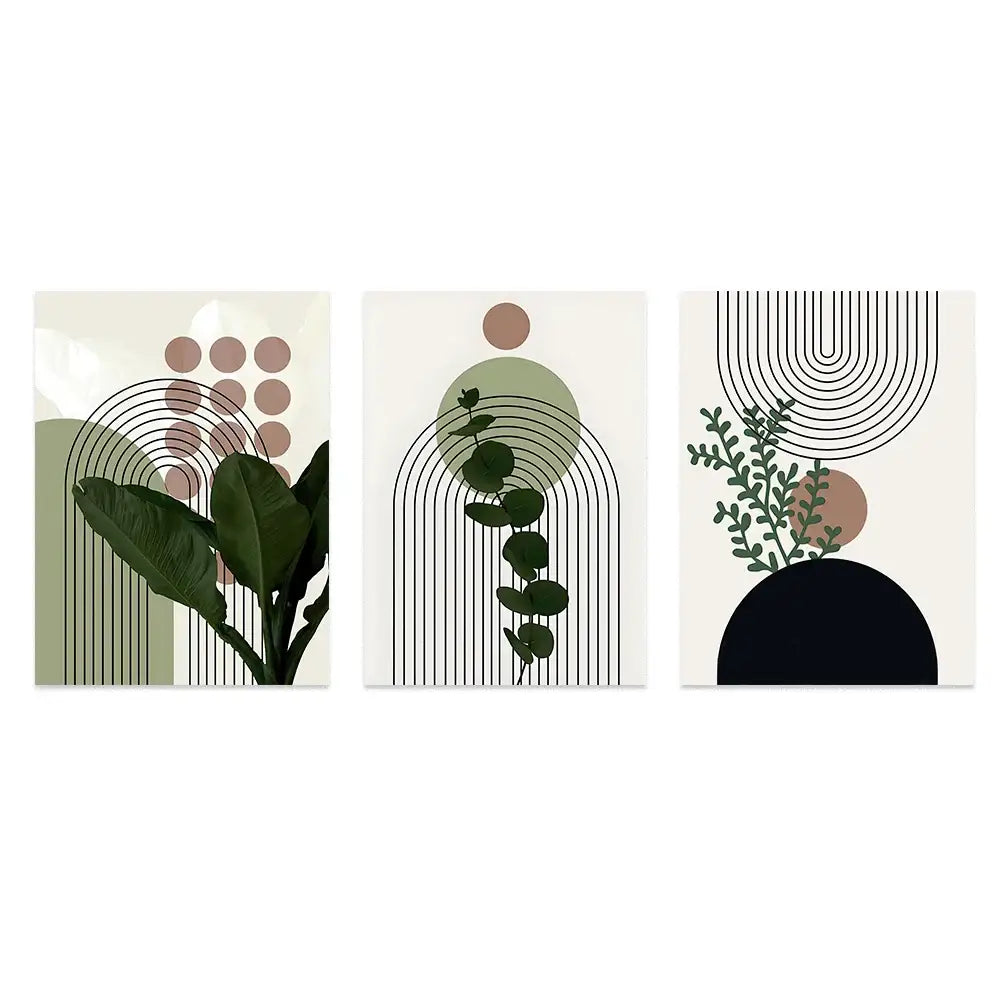 Boho Green Leaf Wall Art