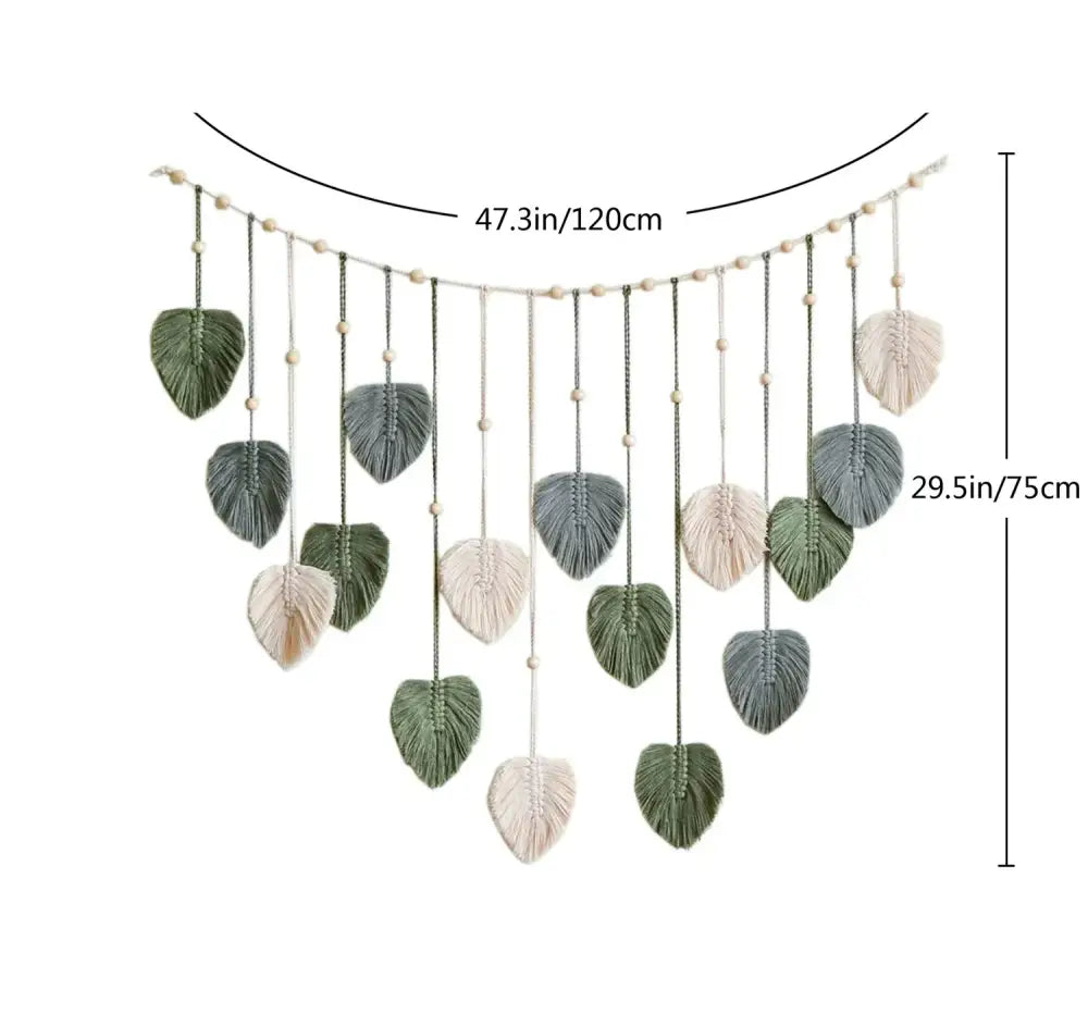 Green Cream Macrame Tapestry