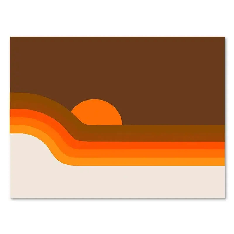 Boho Sunset Retro Stripe Art Prints Set