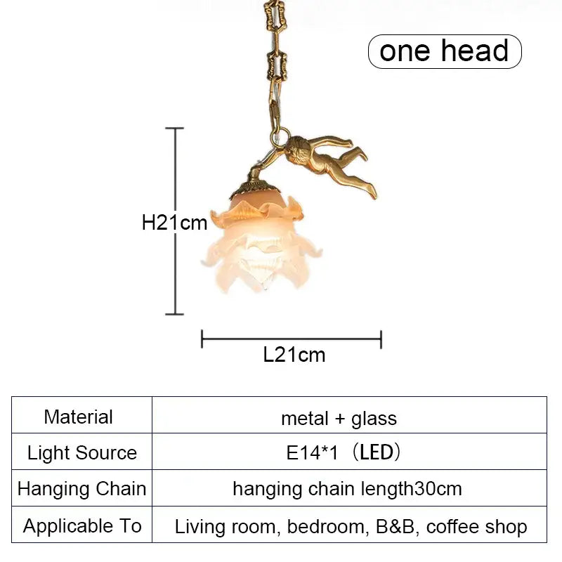Brass Angel Glass Chandelier