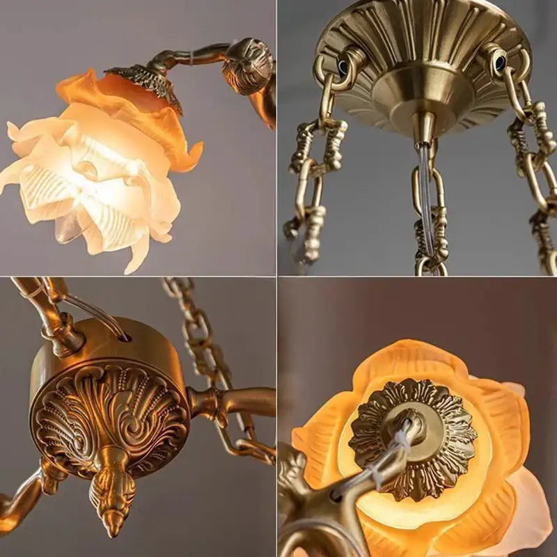 Brass Angel Glass Chandelier