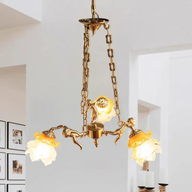 Brass Angel Glass Chandelier