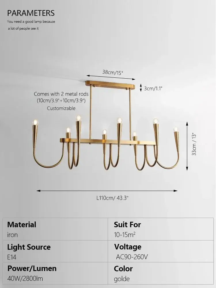Curved Brass Chandelier