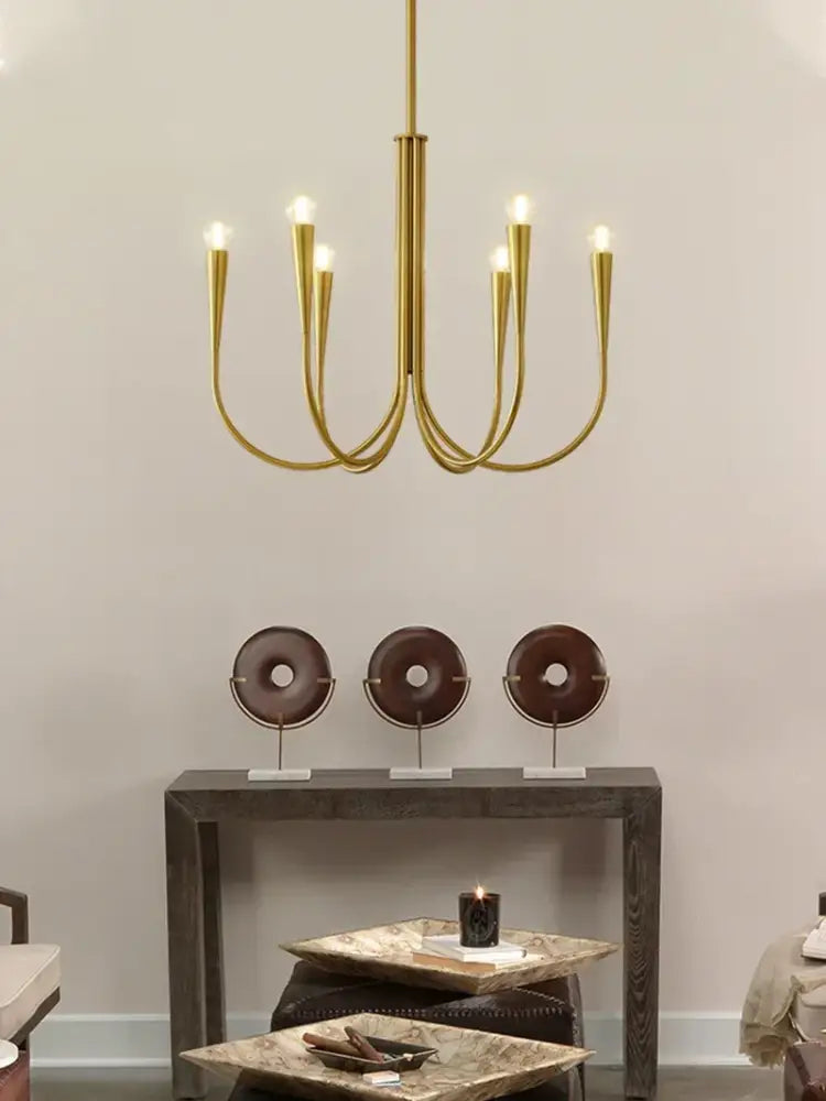 Curved Brass Chandelier