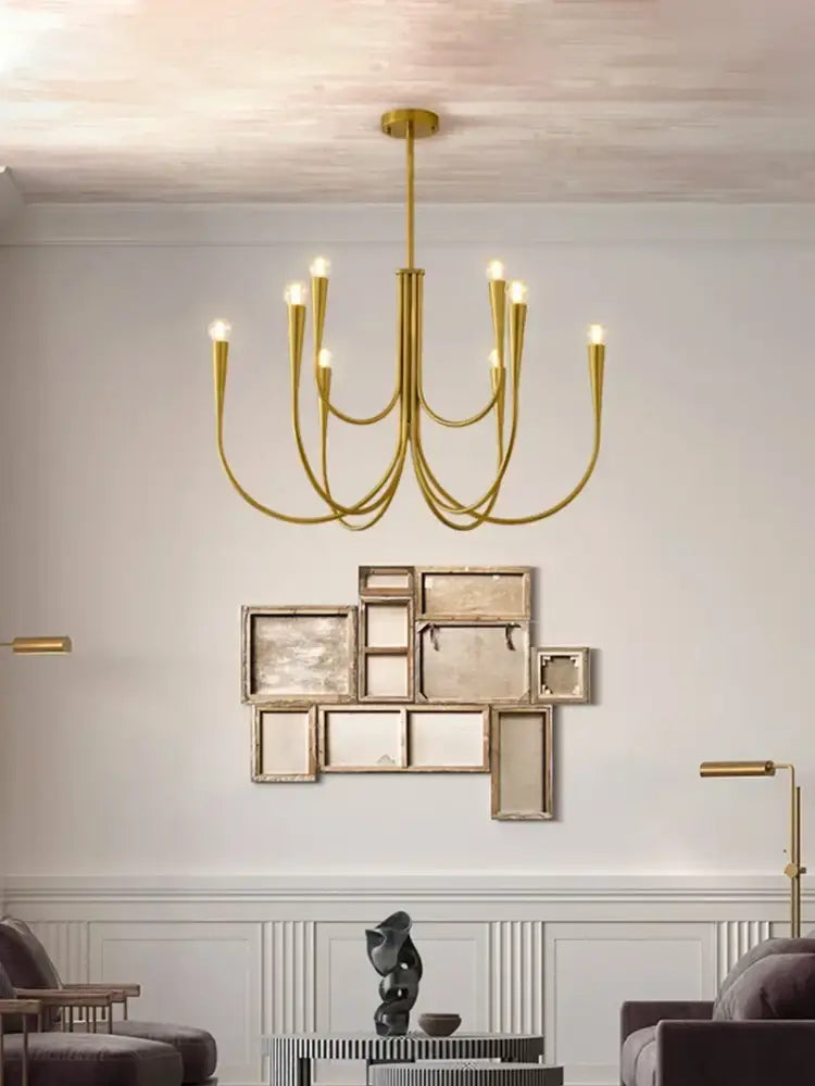 Curved Brass Chandelier