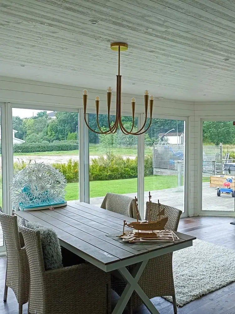 Curved Brass Chandelier