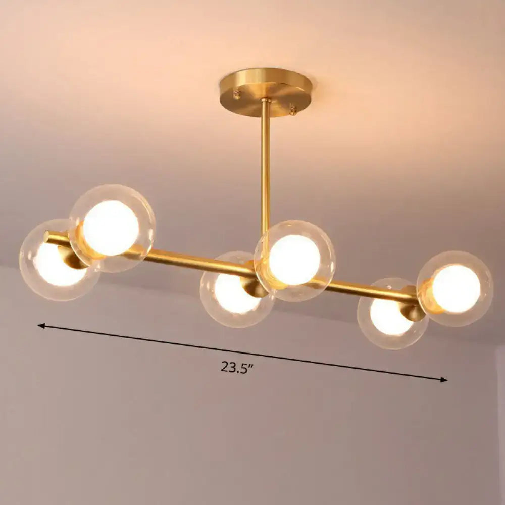 Brass Glass Ball Postmodern Island Pendant