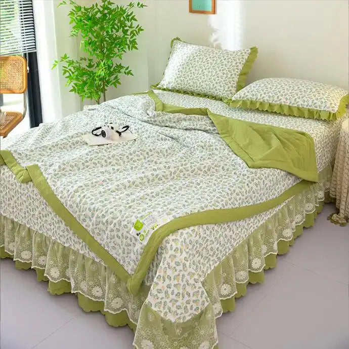 Green Patchwork Cotton Bedding