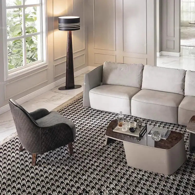 Brown Leather Floor Lamp
