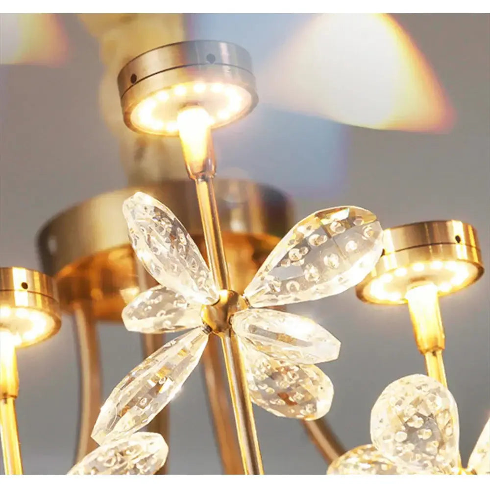 Gold Crystal Butterfly Chandelier 2-Tier Dimmable